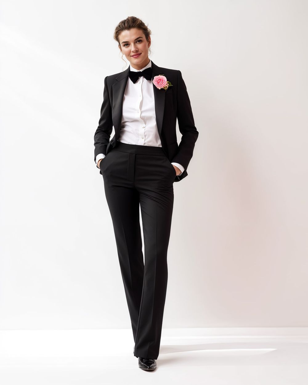 Black Tuxedo with White Dress Shirt and Bow Tie