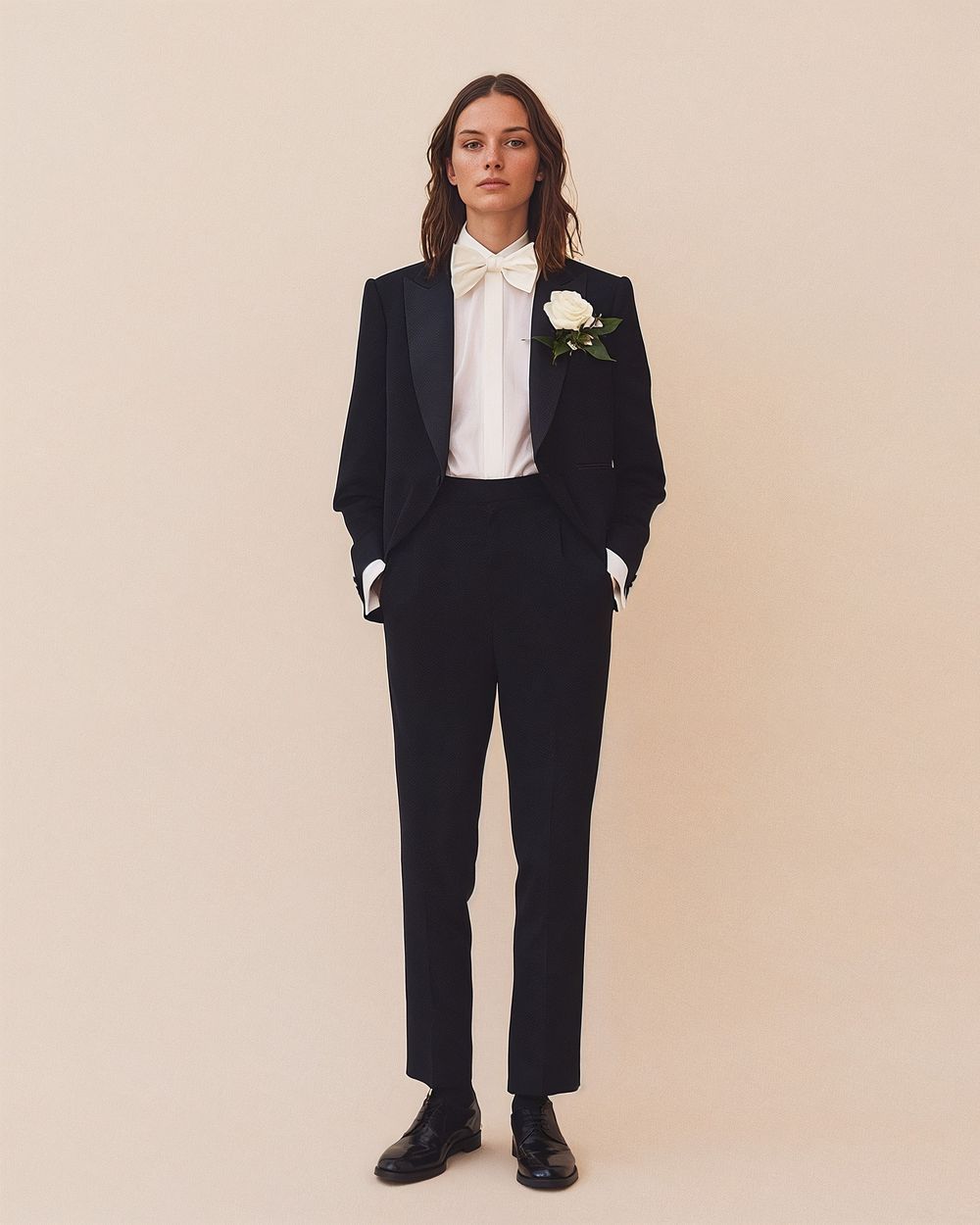 Classic Navy Tuxedo with Ivory Shirt and Oversized Bow