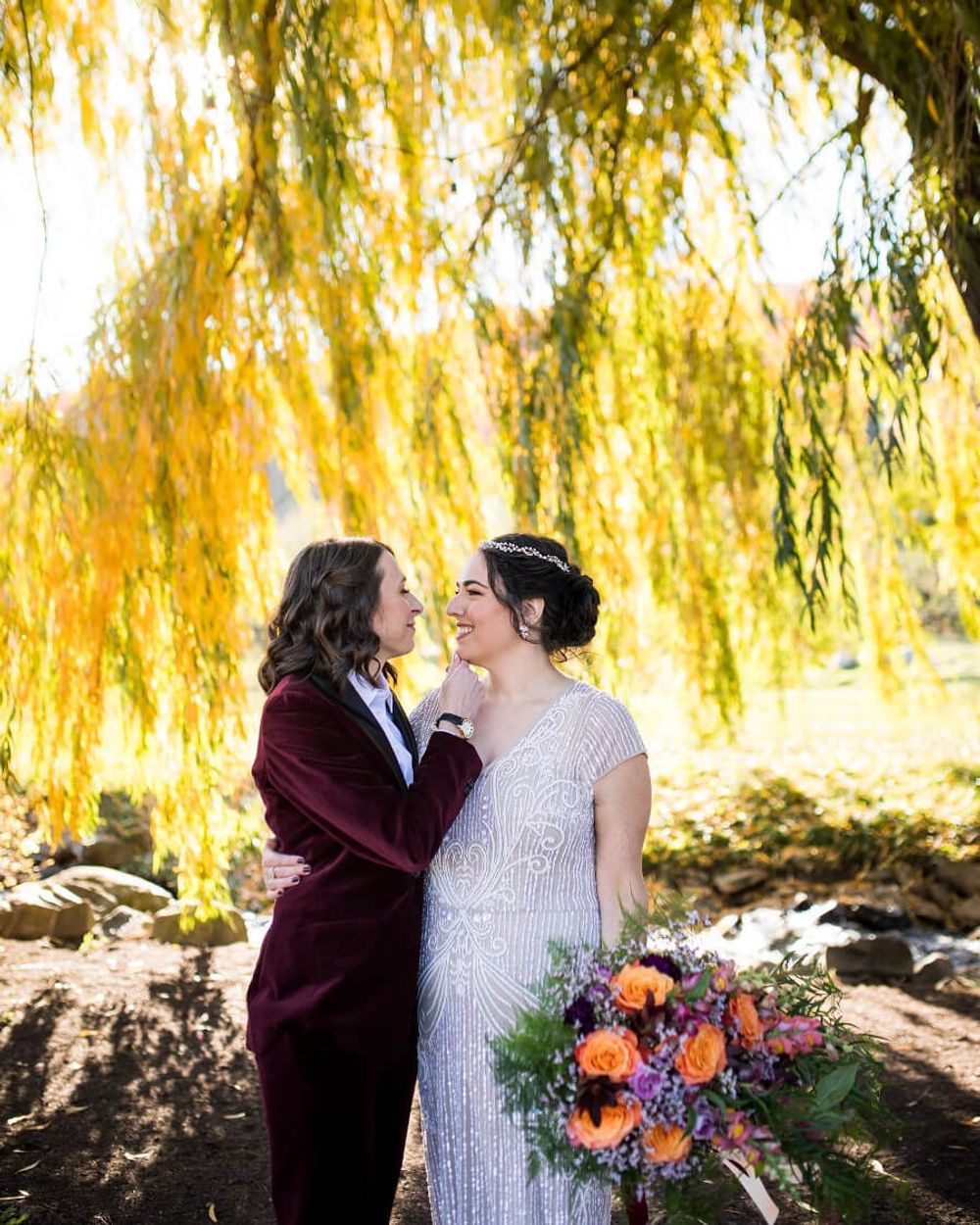 Velvet Burgundy Bride Suit