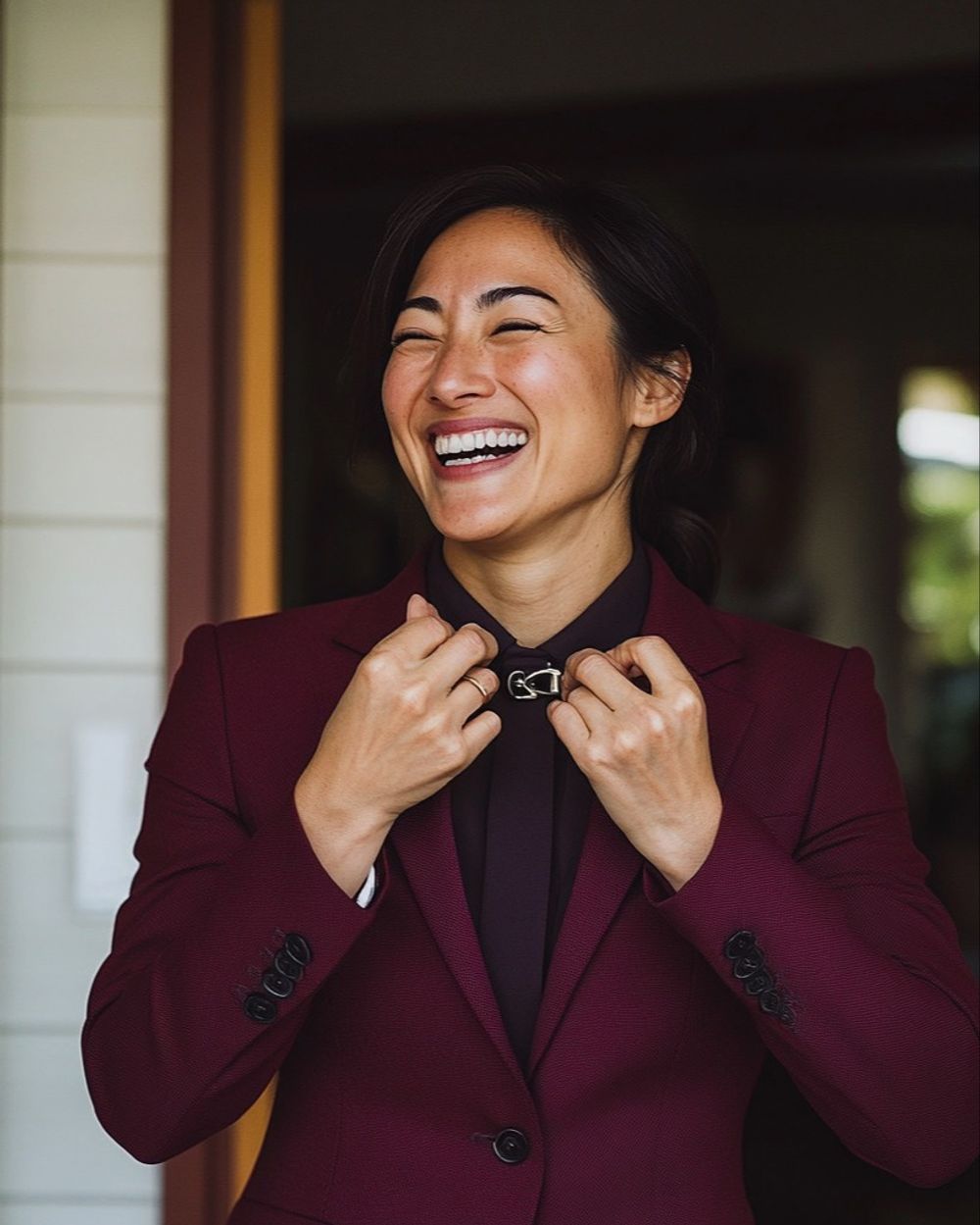Tailored Burgundy Suit with Bow Tie