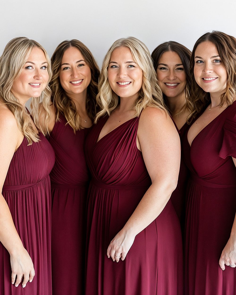 Burgundy Bridesmaid Dresses with Draped Details