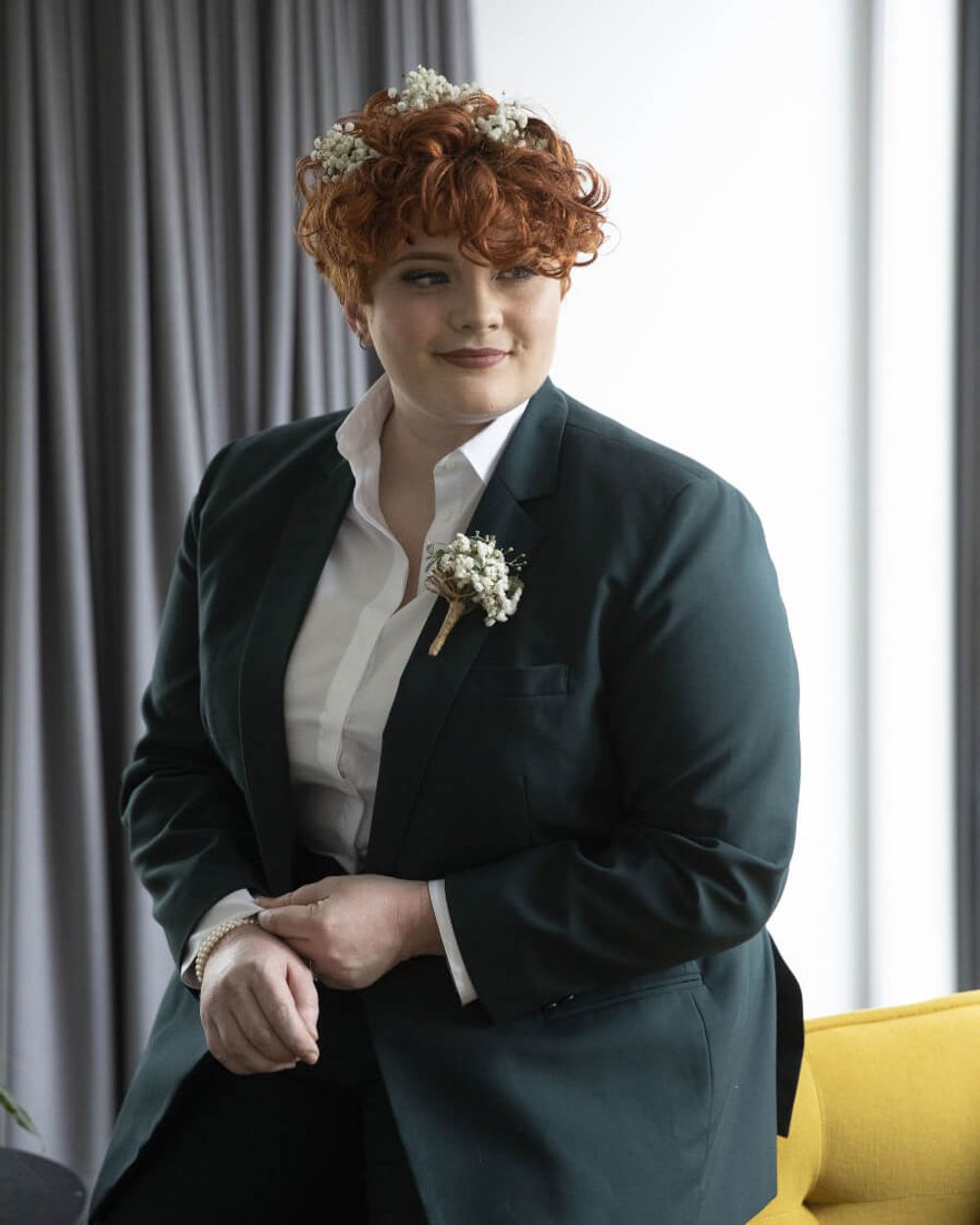 Green bride pantsuit