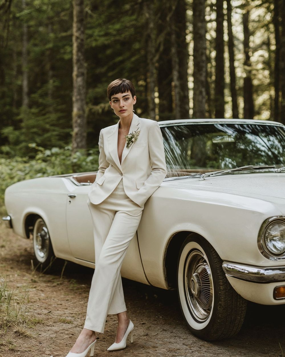 Tailored Off-White Bride Suit